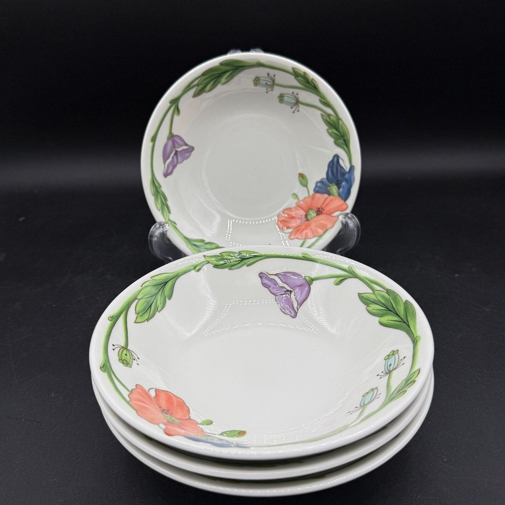 Villeroy & Boch AMAPOLA Poppies 6" Cereal Salad Dessert Bowl Set of 4